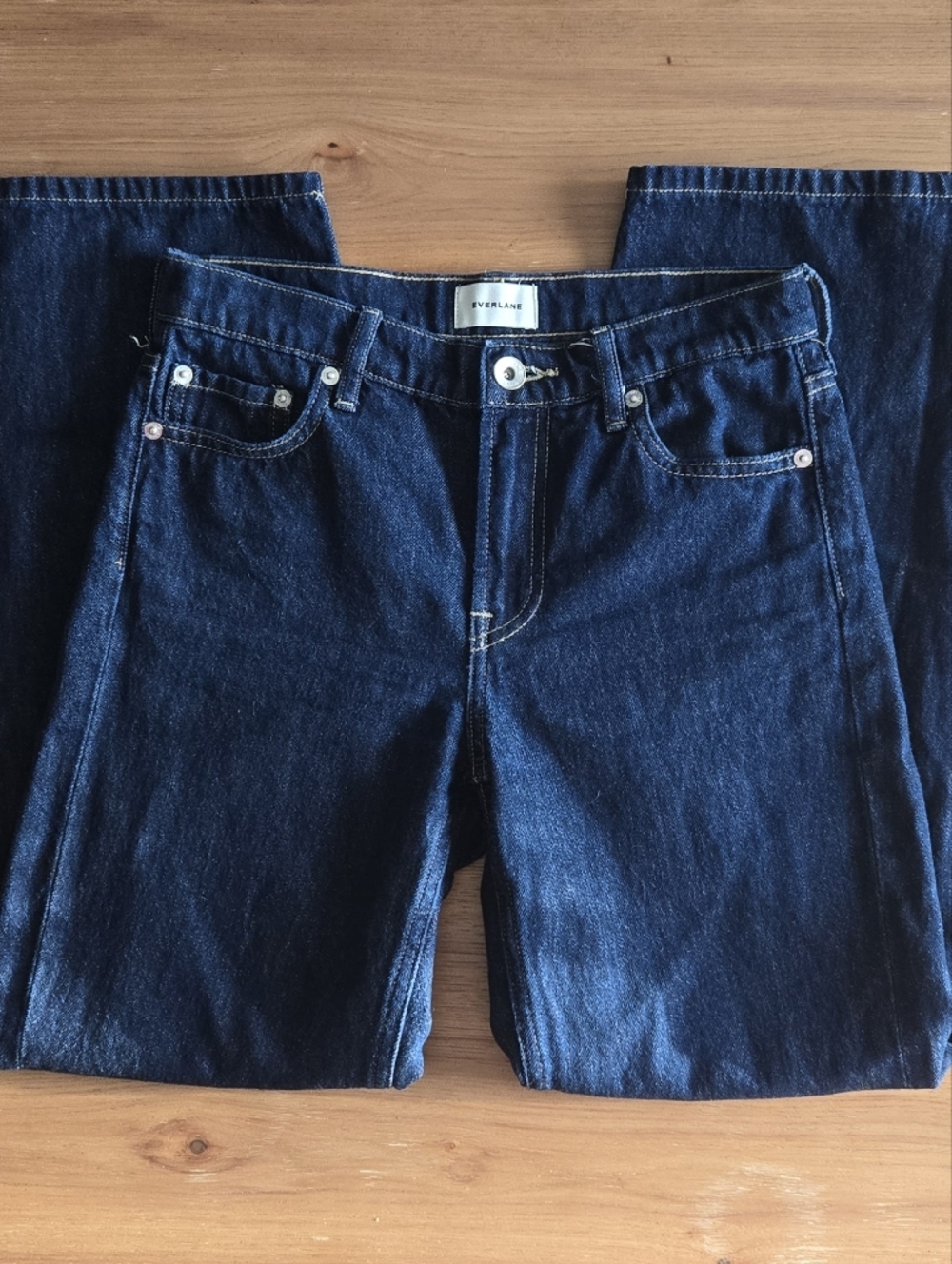 Everlane Straight Leg Jeans | Size 23R | Dark Wash Minimal Denim - Picture 7 of 7